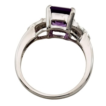 9ct White Gold Amethyst Ring size N